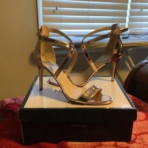 Rose gold Nine West dress sandals -10-1/2 .